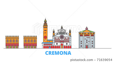 Italy, Cremona line cityscape, flat vector. Travel city landmark, oultine illustration, line world icons 71639054