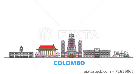 Sri Lanka, Colombo line cityscape, flat vector. Travel city landmark, oultine illustration, line world icons Sri Lanka, Colombo line cityscape, flat vector. Travel city landmark, oultine illustration, line world icons 71639065