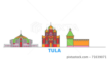 Russia, Tula line cityscape, flat vector. Travel city landmark, oultine illustration, line world icons 71639071