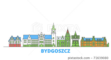 Poland, Bydgoszcz line cityscape, flat vector. Travel city landmark, oultine illustration, line world icons Poland, Bydgoszcz line cityscape, flat vector. Travel city landmark, oultine illustration, line world icons 71639080