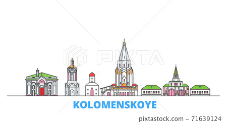 Russia, Kolomenskoye, Church Of The Ascension line cityscape, flat vector. Travel city landmark, oultine illustration, line world icons Russia, Kolomenskoye, Church Of The Ascension line cityscape, flat vector. Travel city landmark, oultine illustration, line world icons 71639124