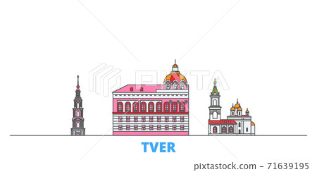 Russia, Tver line cityscape, flat vector. Travel city landmark, oultine illustration, line world icons 71639195