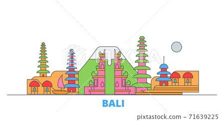 Indonesia, Bali line cityscape, flat vector. Travel city landmark, oultine illustration, line world icons 71639225