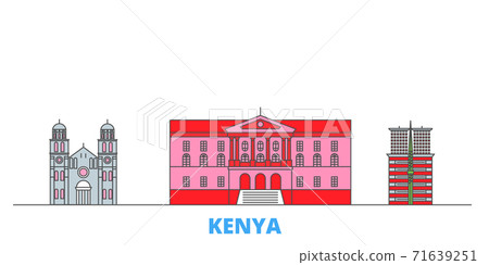 Kenya line cityscape, flat vector. Travel city landmark, oultine illustration, line world icons 71639251