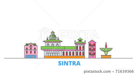 Portugal, Sintra line cityscape, flat vector. Travel city landmark, oultine illustration, line world icons 71639366