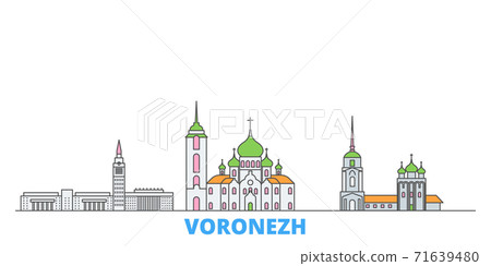 Russia, Voronezh line cityscape, flat vector. Travel city landmark, oultine illustration, line world icons 71639480
