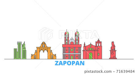 Mexico, Zapopan line cityscape, flat vector. Travel city landmark, oultine illustration, line world icons 71639484