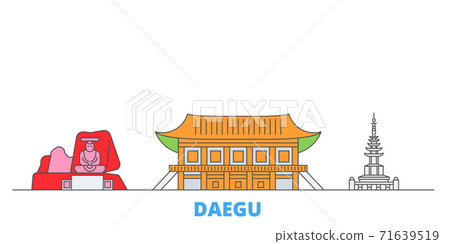 South Korea, Daegu line cityscape, flat vector. Travel city landmark, oultine illustration, line world icons 71639519