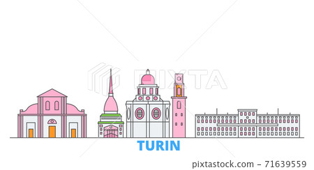 Italy, Turin line cityscape, flat vector. Travel city landmark, oultine illustration, line world icons 71639559