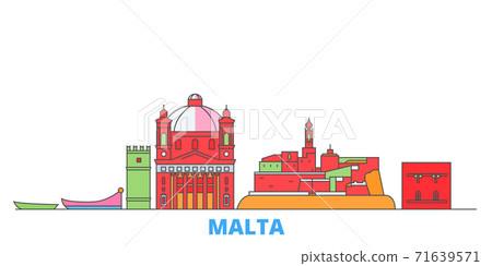 Malta line cityscape, flat vector. Travel city landmark, oultine illustration, line world icons 71639571