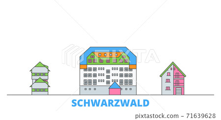 Germany, Schwarzwald line cityscape, flat vector. Travel city landmark, oultine illustration, line world icons 71639628