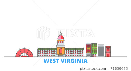 United States, Charleston West Virginia line cityscape, flat vector. Travel city landmark, oultine illustration, line world icons 71639653