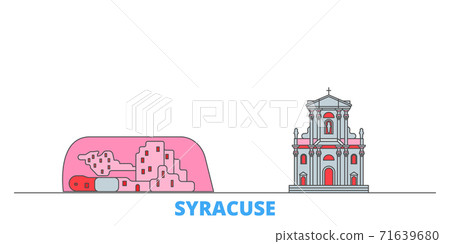 Italy, Syracuse City line cityscape, flat vector. Travel city landmark, oultine illustration, line world icons Italy, Syracuse City line cityscape, flat vector. Travel city landmark, oultine illustration, line world icons 71639680