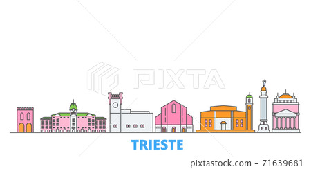 Italy, Trieste line cityscape, flat vector. Travel city landmark, oultine illustration, line world icons Italy, Trieste line cityscape, flat vector. Travel city landmark, oultine illustration, line world icons 71639681