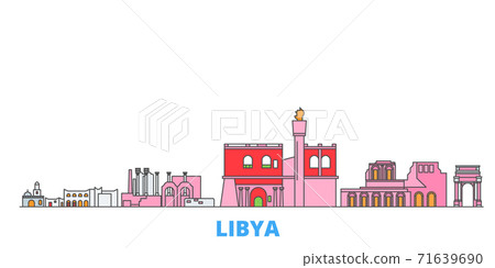 Libya line cityscape, flat vector. Travel city landmark, oultine illustration, line world icons 71639690