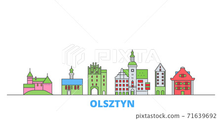 Poland, Olsztyn line cityscape, flat vector. Travel city landmark, oultine illustration, line world icons Poland, Olsztyn line cityscape, flat vector. Travel city landmark, oultine illustration, line world icons 71639692