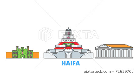 Israel, Haifa line cityscape, flat vector. Travel city landmark, oultine illustration, line world icons Israel, Haifa line cityscape, flat vector. Travel city landmark, oultine illustration, line world icons 71639703