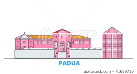 Italy, Padua City line cityscape, flat vector. Travel city landmark, oultine illustration, line world icons Italy, Padua City line cityscape, flat vector. Travel city landmark, oultine illustration, line world icons 71639730