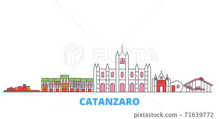 Italy, Catanzaro line cityscape, flat vector. Travel city landmark, oultine illustration, line world icons 71639772