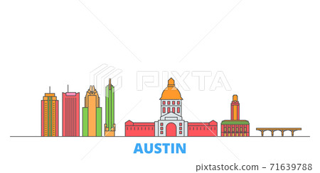 United States, Austin line cityscape, flat vector. Travel city landmark, oultine illustration, line world icons 71639788