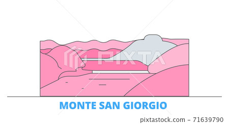 Italy, Monte San Giorgio line cityscape, flat vector. Travel city landmark, oultine illustration, line world icons 71639790