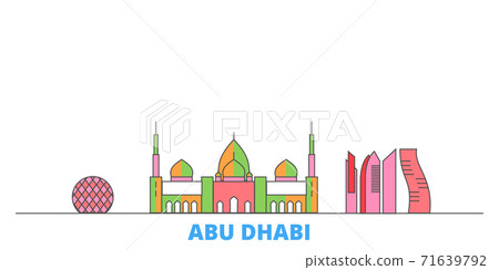 United Arab Emirates, Abu Dhabi City line cityscape, flat vector. Travel city landmark, oultine illustration, line world icons 71639792