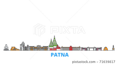 India, Patna line cityscape, flat vector. Travel city landmark, oultine illustration, line world icons India, Patna line cityscape, flat vector. Travel city landmark, oultine illustration, line world icons 71639817