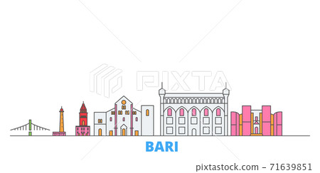 Italy, Bari line cityscape, flat vector. Travel... - Stock Illustration ...