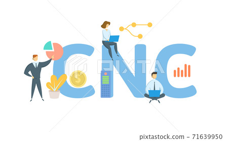 CNC, Currently Not Collectible. Concept with keywords, people and icons. Flat vector illustration. Isolated on white. 71639950