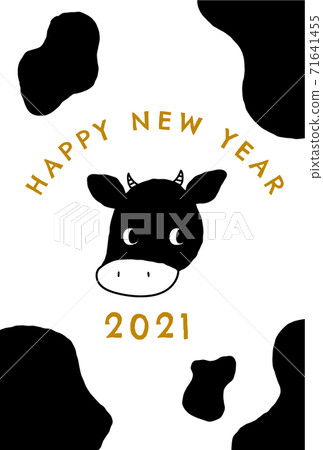 New Year's card material of cow pattern illustration 1 New Year's card material of cow pattern illustration 1 71641455