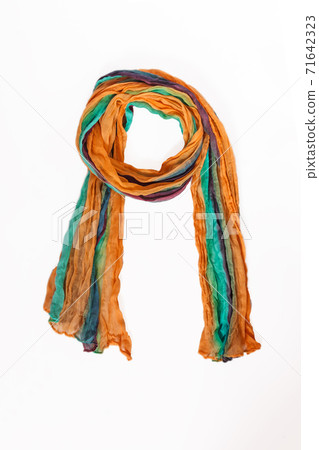 colored patterned scarf, neckerchief isolated on white background 71642323