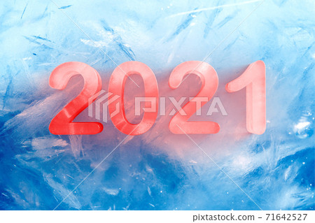 2021 happy new year red ice text on blue frozen background, 3d render 2021 happy new year red ice text on blue frozen background, 3d render 71642527