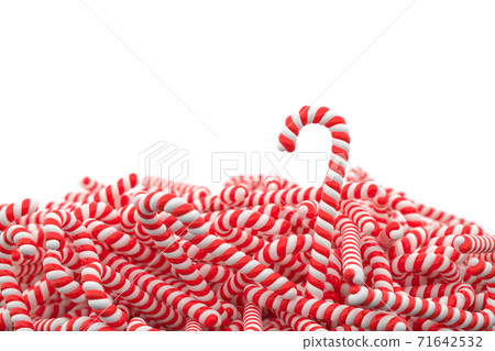 candy canes heap background, isolated on white, 3d render candy canes heap background, isolated on white, 3d render 71642532