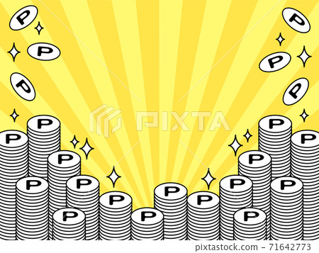 Stacked and shining point coin frame Concentrated line from below There are multiple variations 71642773