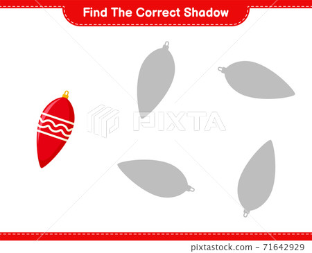 Find the correct shadow. Find and match the correct shadow of Christmas Lights. Educational children game, printable worksheet, vector illustration 71642929