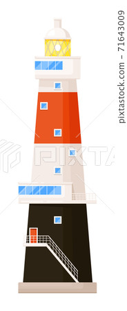 Huge lighthouse multi-storey tower isolated on white 71643009