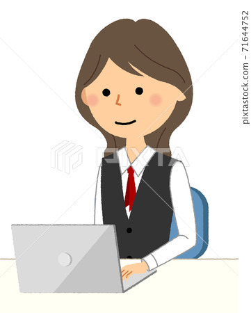穿制服的女人，操作電腦 71644752