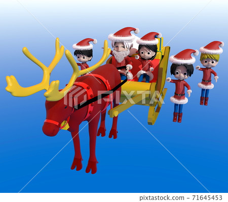 Santa Claus and children riding a Christmas sleigh Santa Claus and children riding a Christmas sleigh 71645453