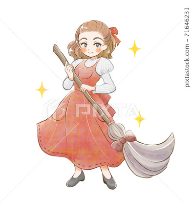 用劍清洗女孩的插圖,手繪風格1 用劍清洗女孩的插圖,手繪風格1 71646231