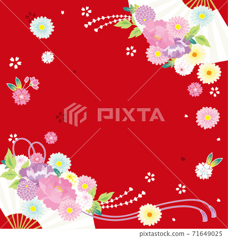 Folding Fan And Japanese Floral Pattern Stock Illustration 71649025 Pixta