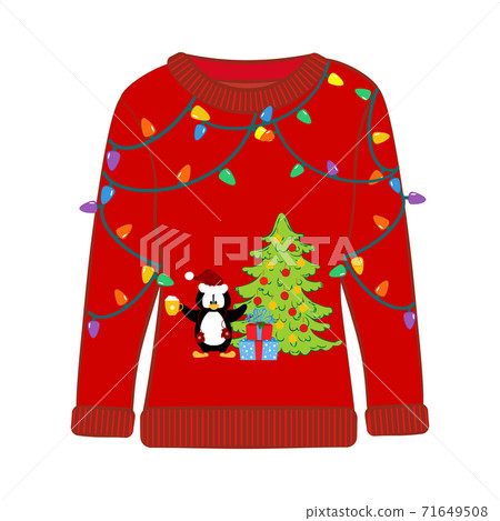 Christmas ugly sweater with penguin vector illustration Christmas ugly sweater with penguin vector illustration 71649508