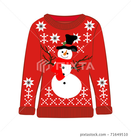 Christmas ugly sweater with snowman vector illustration 71649510