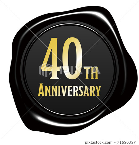 40th Anniversary Sealing wax style emblem black vector illustration background transparent 71650357