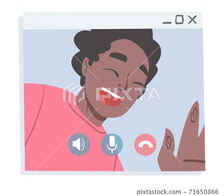 Happy Smiling Man Having Video Call, Guy... - Stock Illustration ...