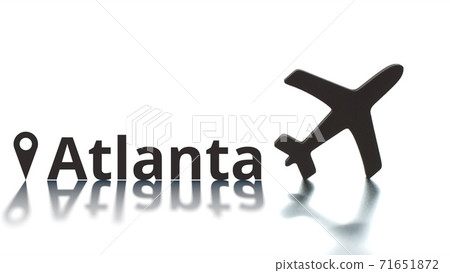 Atlanta text with city geotag and plane icon. Destination concept Atlanta text with city geotag and plane icon. Destination concept 71651872