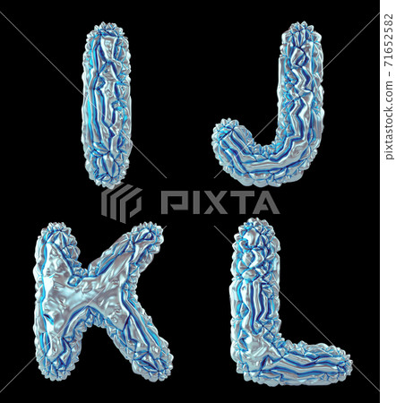 Realistic 3D letters set I, J, K, L made of crumpled foil. Collection symbols of crumpled silver foil isolated on black background. Realistic 3D letters set I, J, K, L made of crumpled foil. Collection symbols of crumpled silver foil isolated on black background. 71652582