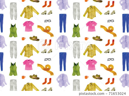 Everyday wear illustration_watercolor pattern_seamless 71653024