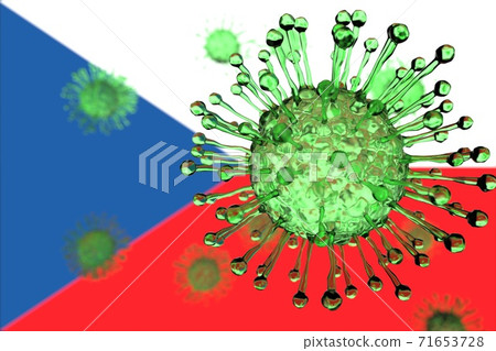 Coronavirus and flag of the Czech Republic, conceptual 3d rendering 71653728