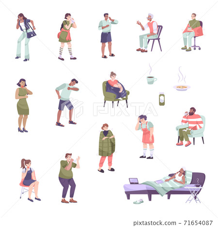 Cold Symptoms Icon Set Cold Symptoms Icon Set 71654087