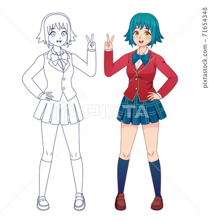 Anime Manga Girl Japanese Comics Cute School Stock Illustration